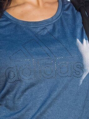 adidas Blue Laser Cut Logo Boxy Crop Top